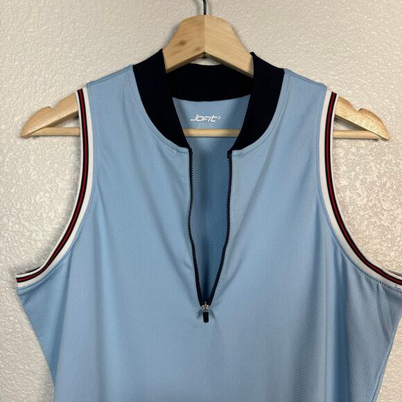 Jofit Womens Cutaway Ribbed Mock Neck Golf Active Tank Top in Blue Size Large - Picture 4 of 11
